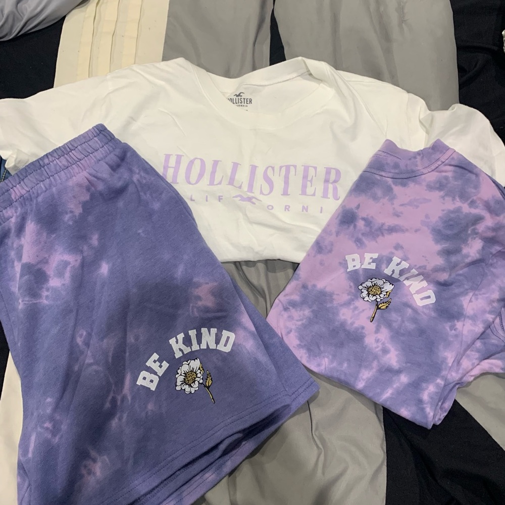 Shirt and shirt /short set . All large . White shirt is hollister …